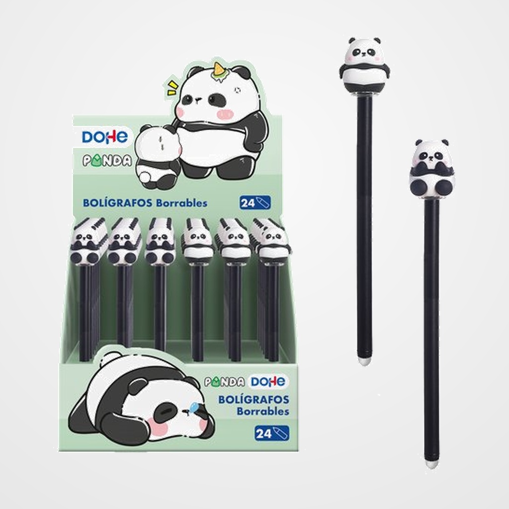 BOLIGRAFO DOHE  PANDA BORRABLE SURTIDO EXPOSITOR DE 24 (2 mod.)