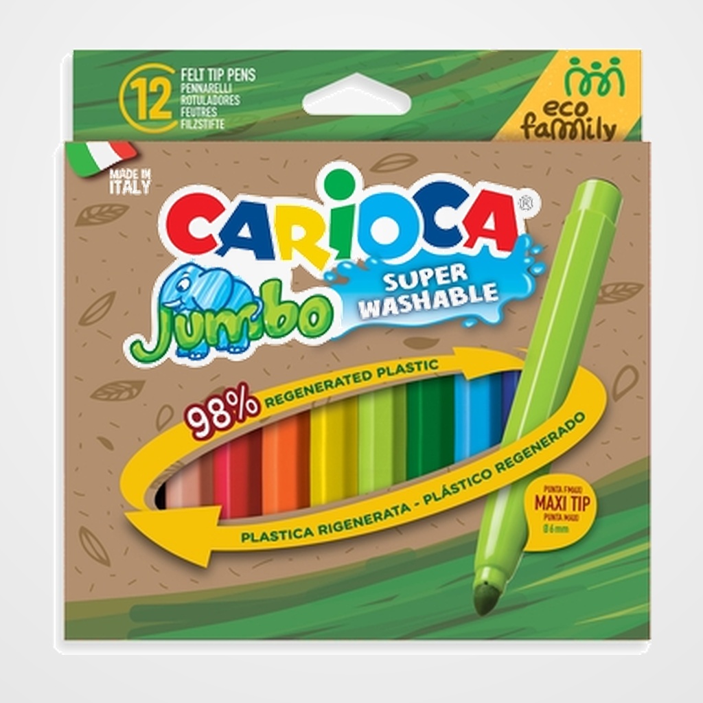 ROTULADOR FIBRA CARIOCA JUMBO ECO ESTUCHE de 12
