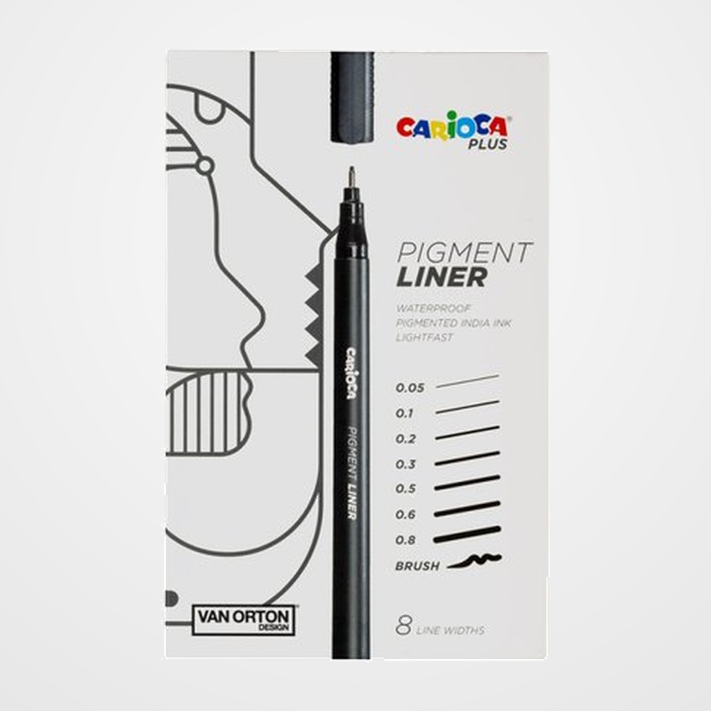 ROTULADOR FIBRA CARIOCA PLUS PIGMENT LINER TRAZOS SURTIDOS CAJA de 8