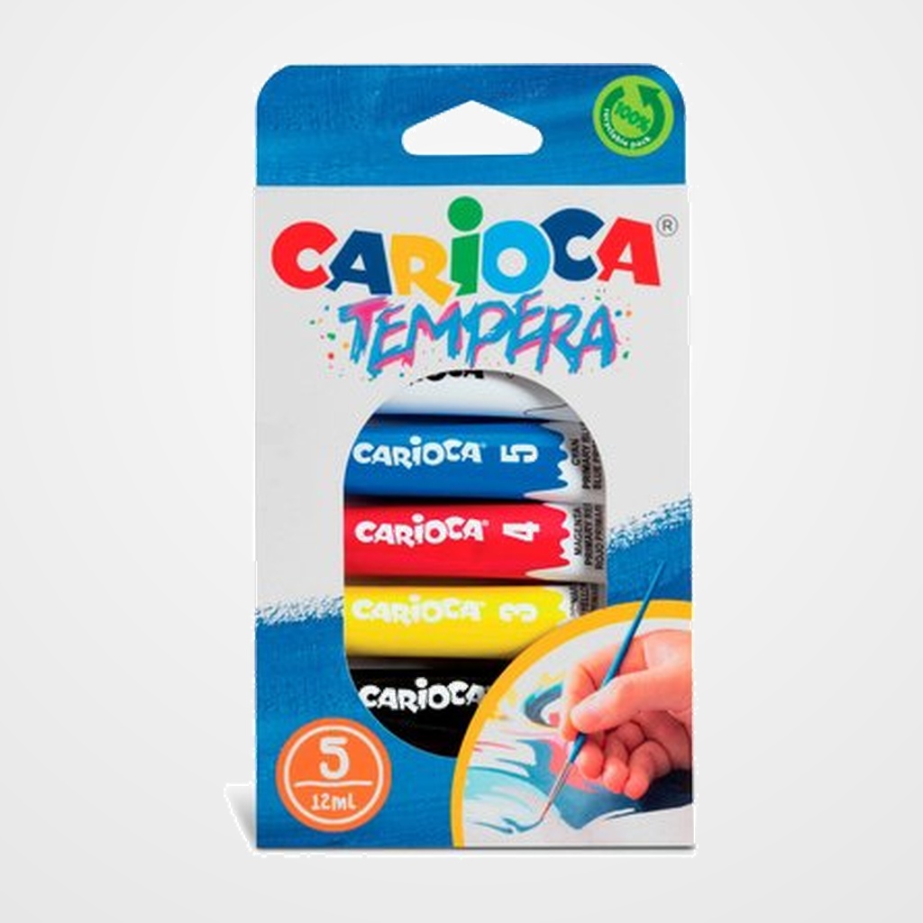 TEMPERA CARIOCA 12 ml (tubo) ESTUCHE de 5