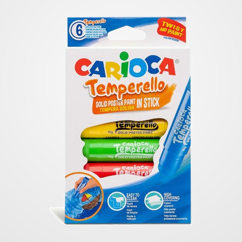 TEMPERA SOLIDA CARIOCA TEMPERELLO POCKET 10Gr. ESTUCHE de 6 COLORES