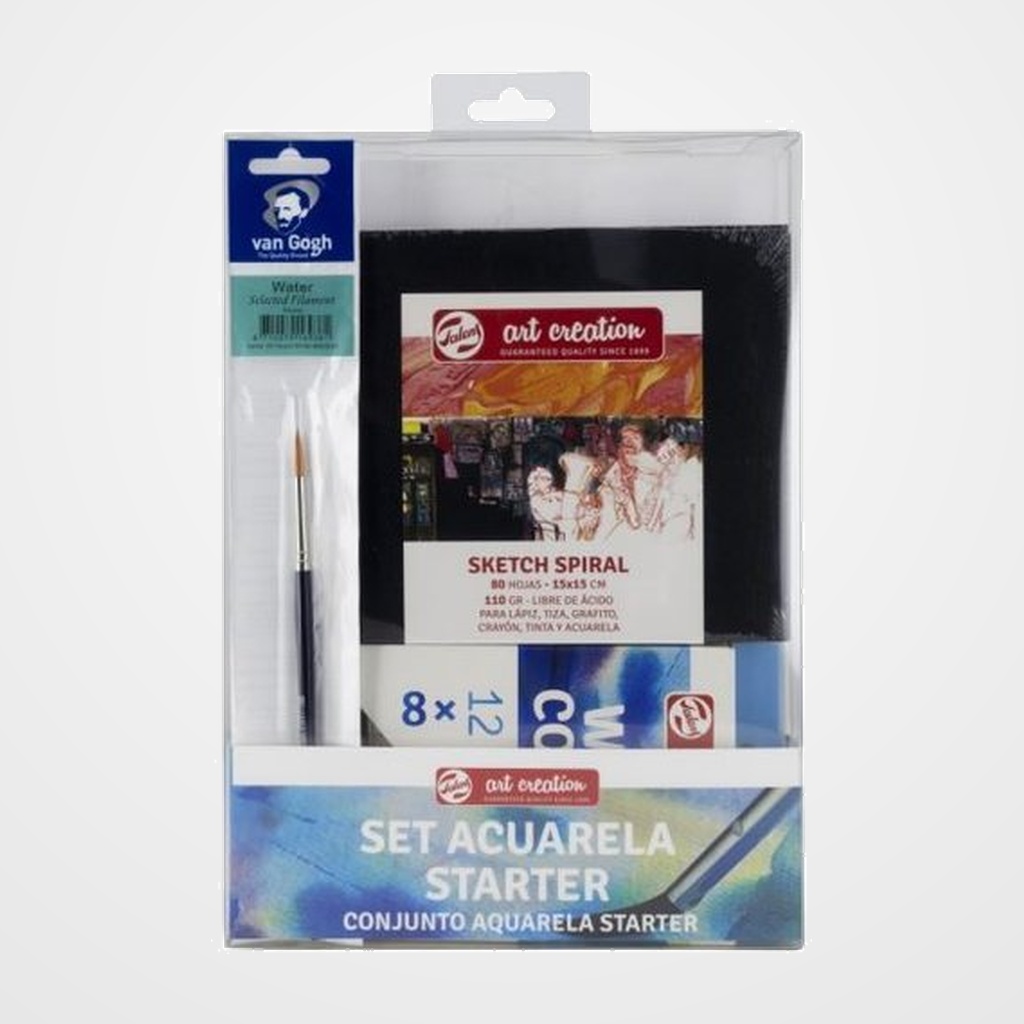 ACUARELAS TALENS ART CREATION SET DE INICIACION (8 tubos de pinturas, 1 bloc, pincel y libro de acuarela)