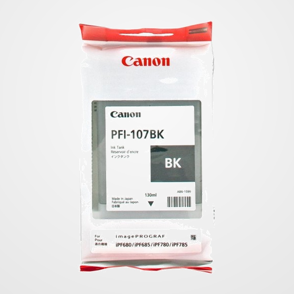 CARTUCHO INKJET CANON PFI-107BK IMAGEPROGRAF IPF670/IPF680/IPF685/IPF770/IPF780/IPF785 NEGRO 130 ML.(6705B001)