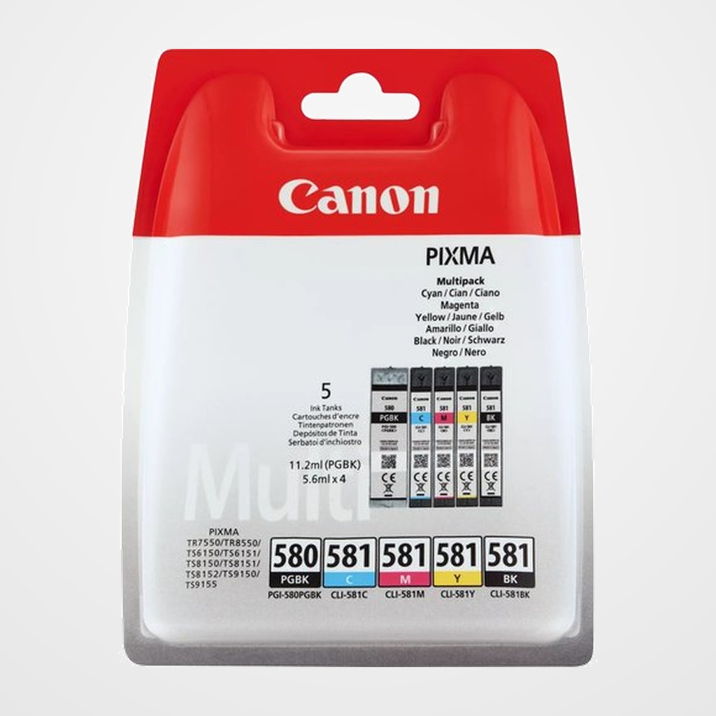 CARTUCHO INKJET CANON PGI580/CLI581PK4BL PIXMA TR8550/TS6250/TS6251/TS8250/TS8251/TS8252/TS9150/TS9155/TS9550/TS9551 MULTIPACK BK/CMYK (2078C006)