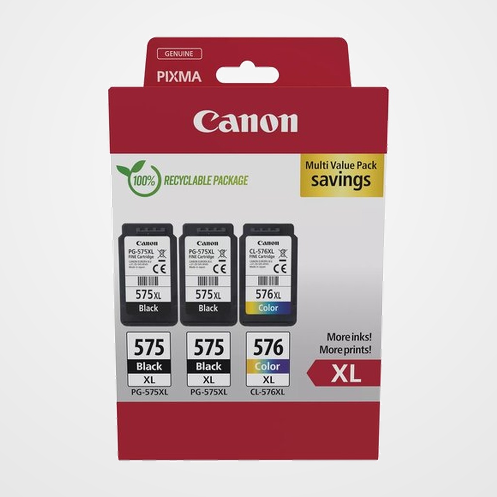 CARTUCHO INKJET CANON PG575XL/CL576XL MULTIPACK PIXMA TS3550i 3551i /TR4750i / TR4751i [5437C004]