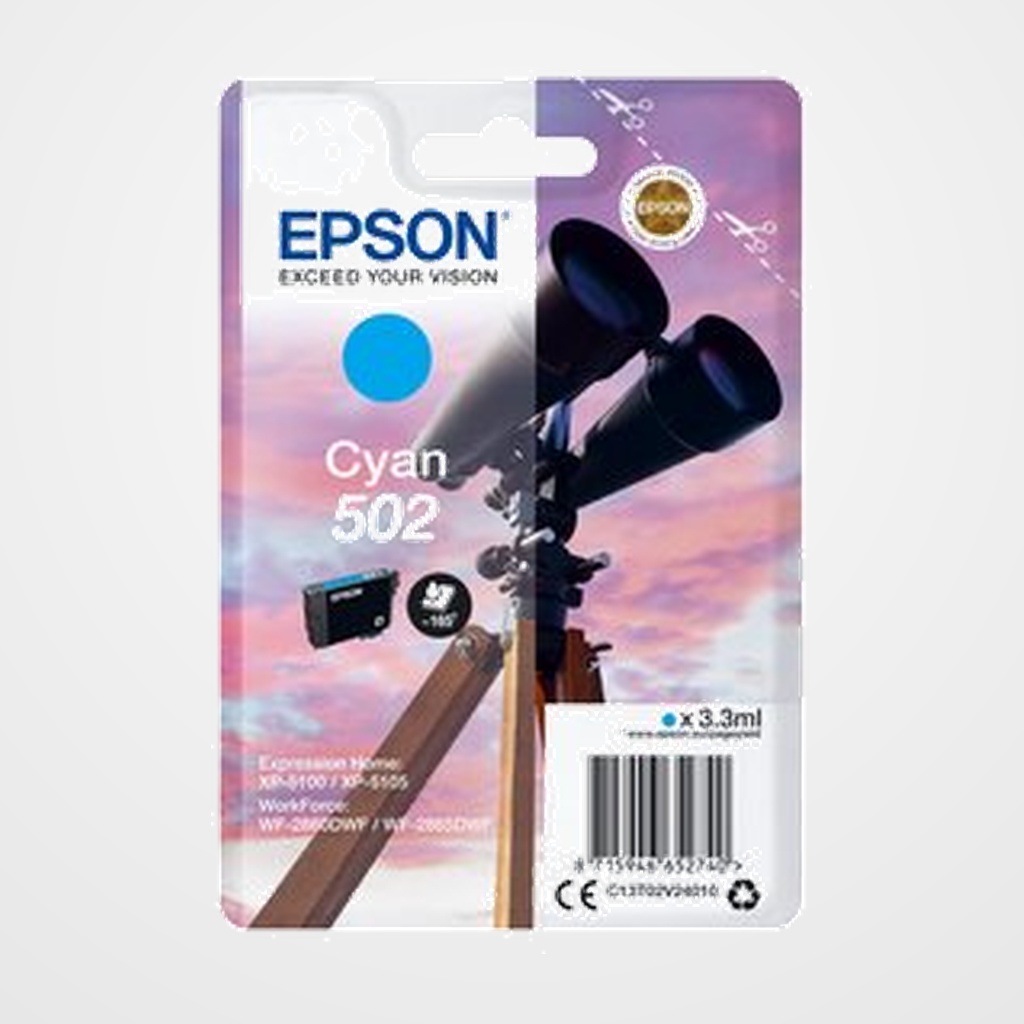 [41101400] CARTUCHO INKJET EPSON T02V240 Nº502 EXPRESSION HOME XP-5100/5105 WF-2560DWF/2865DWF CYAN 165 PÁG.