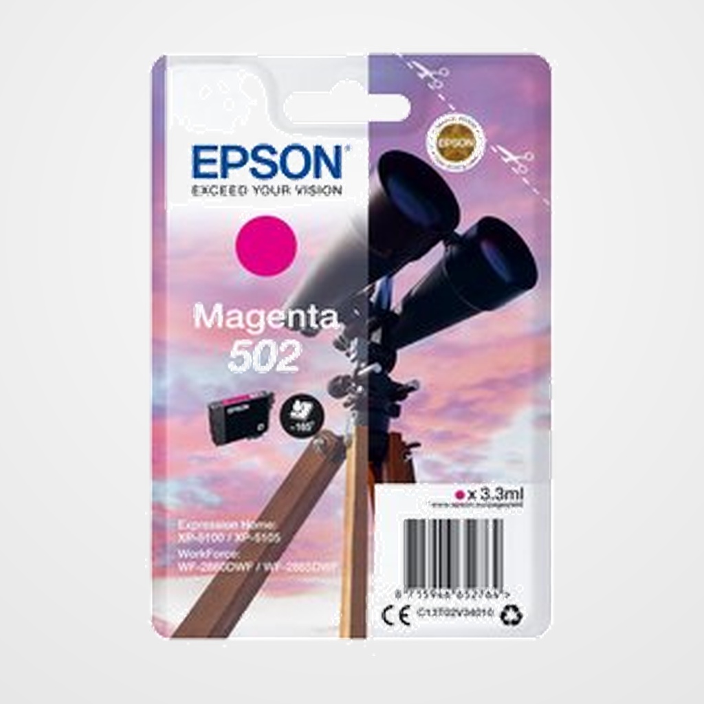 CARTUCHO INKJET EPSON T02V340 Nº502 EXPRESSION HOME XP-5100/5105 WF-2560DWF/2865DWF MAGENTA 165 PÁG.