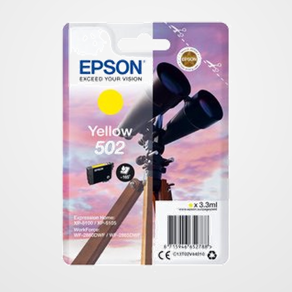 [41101402] CARTUCHO INKJET EPSON T02V440 Nº502 EXPRESSION HOME XP-5100/5105 WF-2560DWF/2865DWF AMARILLO 165 PÁG.