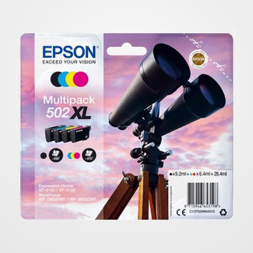 [41101454] CARTUCHO INKJET EPSON T02W640 Nº502XL EXPRESSION HOME XP-5100/5105 WF-2560DWF/2865DWF MULTIPACK 4 COLORES