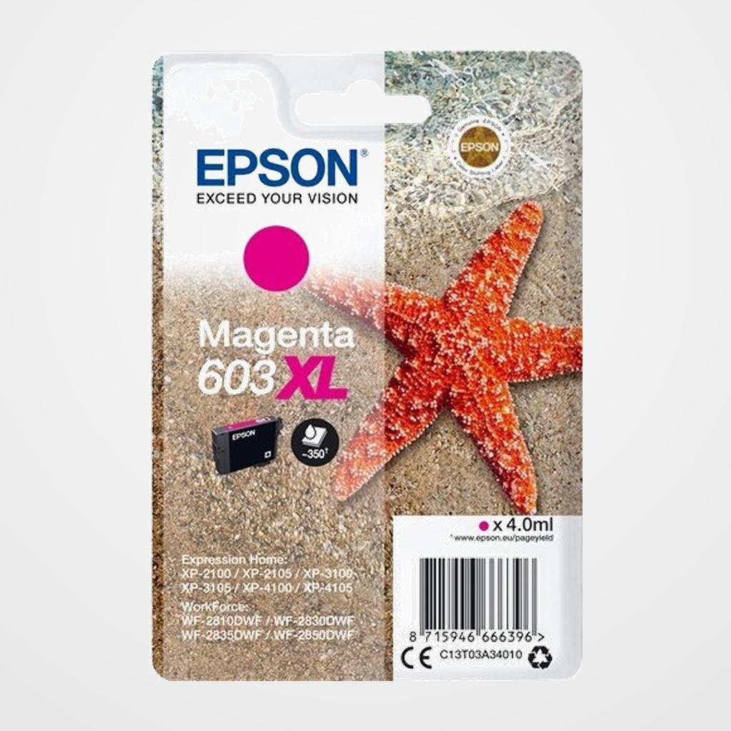 [41101415] CARTUCHO INKJET EPSON T03A340 Nº603XL EXPRESSION HOME XP-2100/3100/4100 WF-2830DWF/2850DWF MAGENTA 4ML