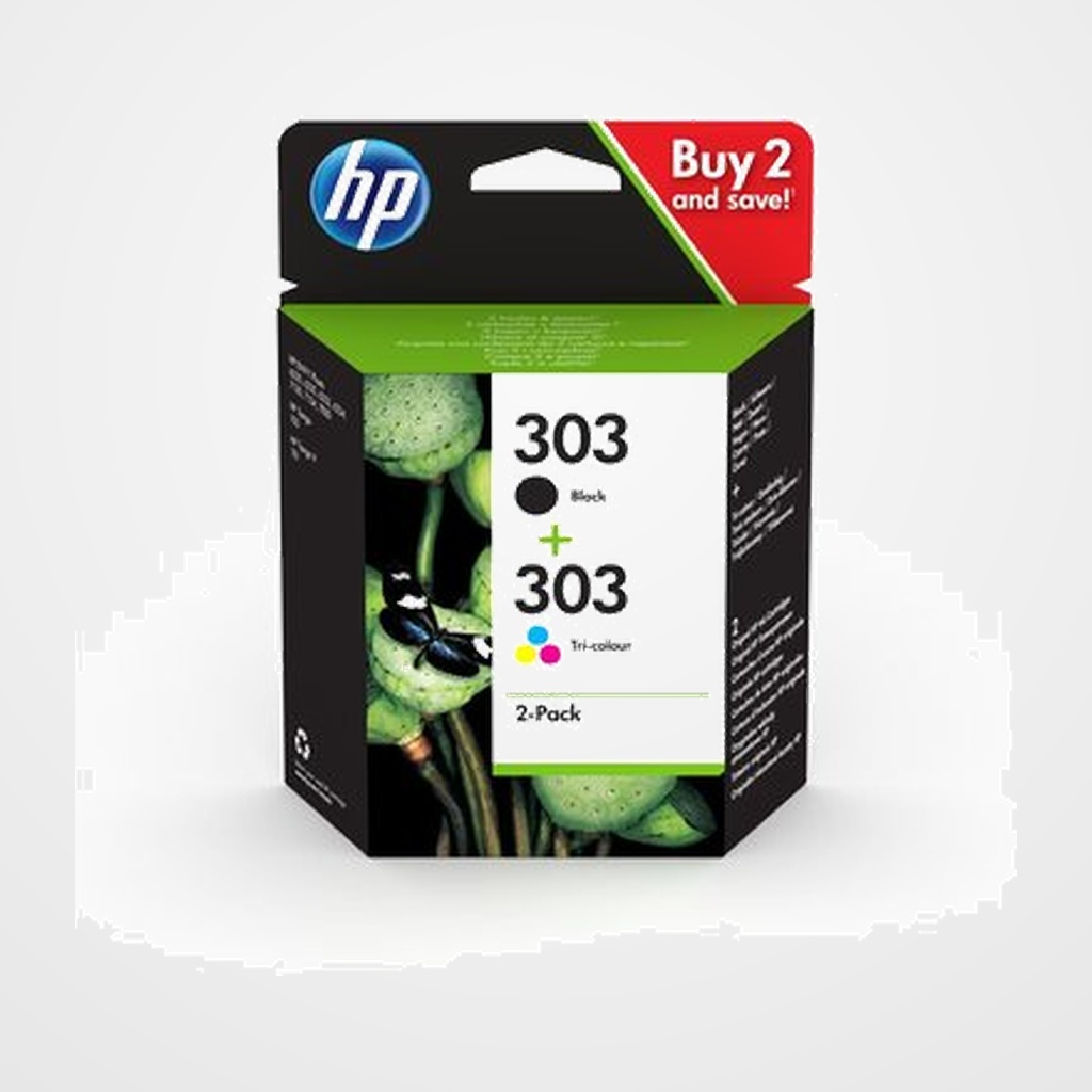 CARTUCHO INKJET HP 3YM92AE Nº303 ENVY PHOTO 6230, 7130, 7134, 7830 PACK DE 2 (NEGRO + TRICOLOR)
