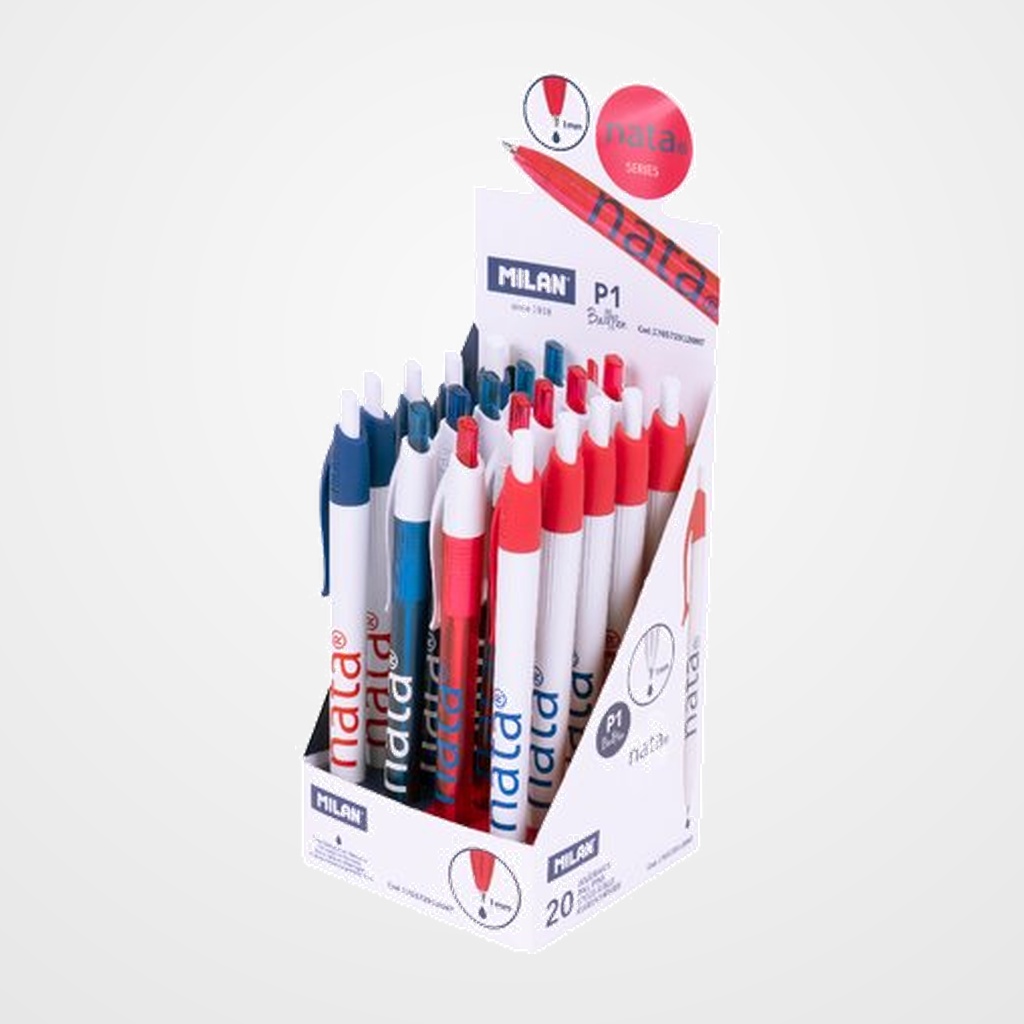[10103159] BOLIGRAFO MILAN RETRACTIL P1 NATA 624 EXPOSITOR de 20