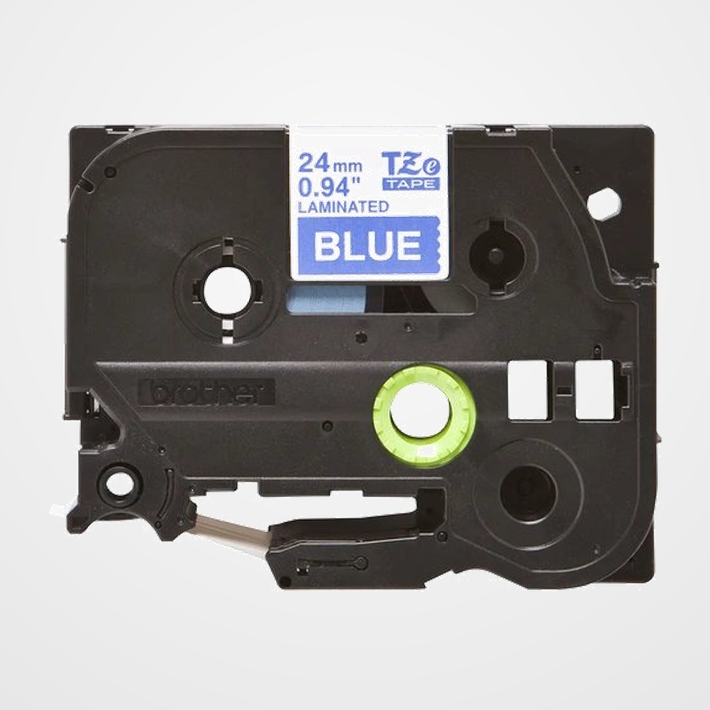 CINTA de ROTULAR BROTHER LAMINADA 8m 24mm BLANCO sobre AZUL