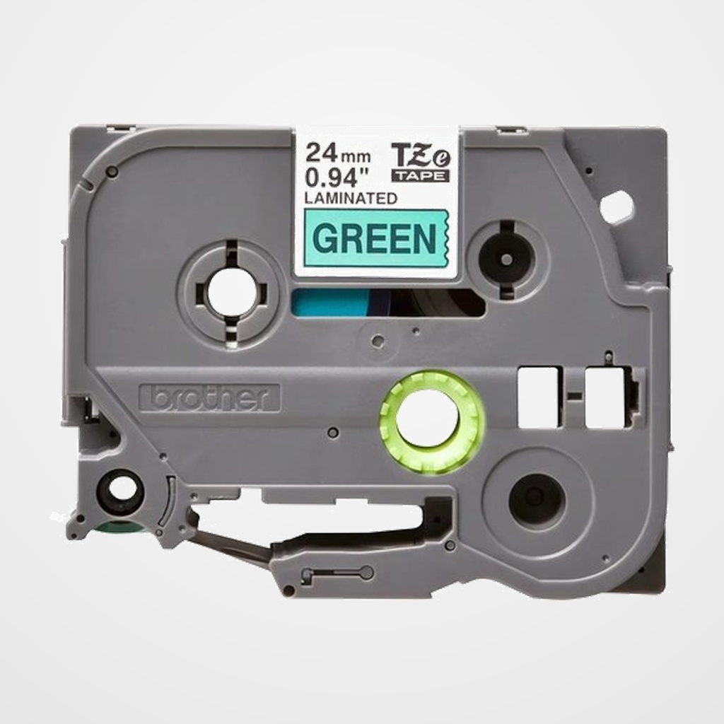 [16701229] CINTA de ROTULAR BROTHER LAMINADA 8m 24mm NEGRO sobre VERDE