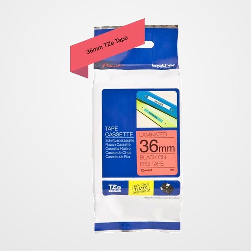 [16701219] CINTA de ROTULAR BROTHER LAMINADA 8m 36mm NEGRO sobre ROJO