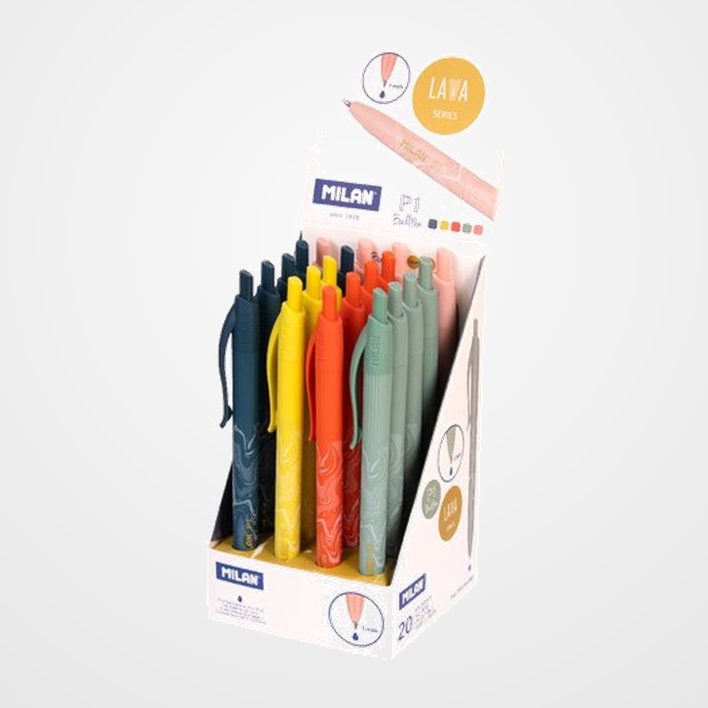 BOLIGRAFO MILAN RETRACTIL P1 SERIE LAVA EXPOSITOR de 20