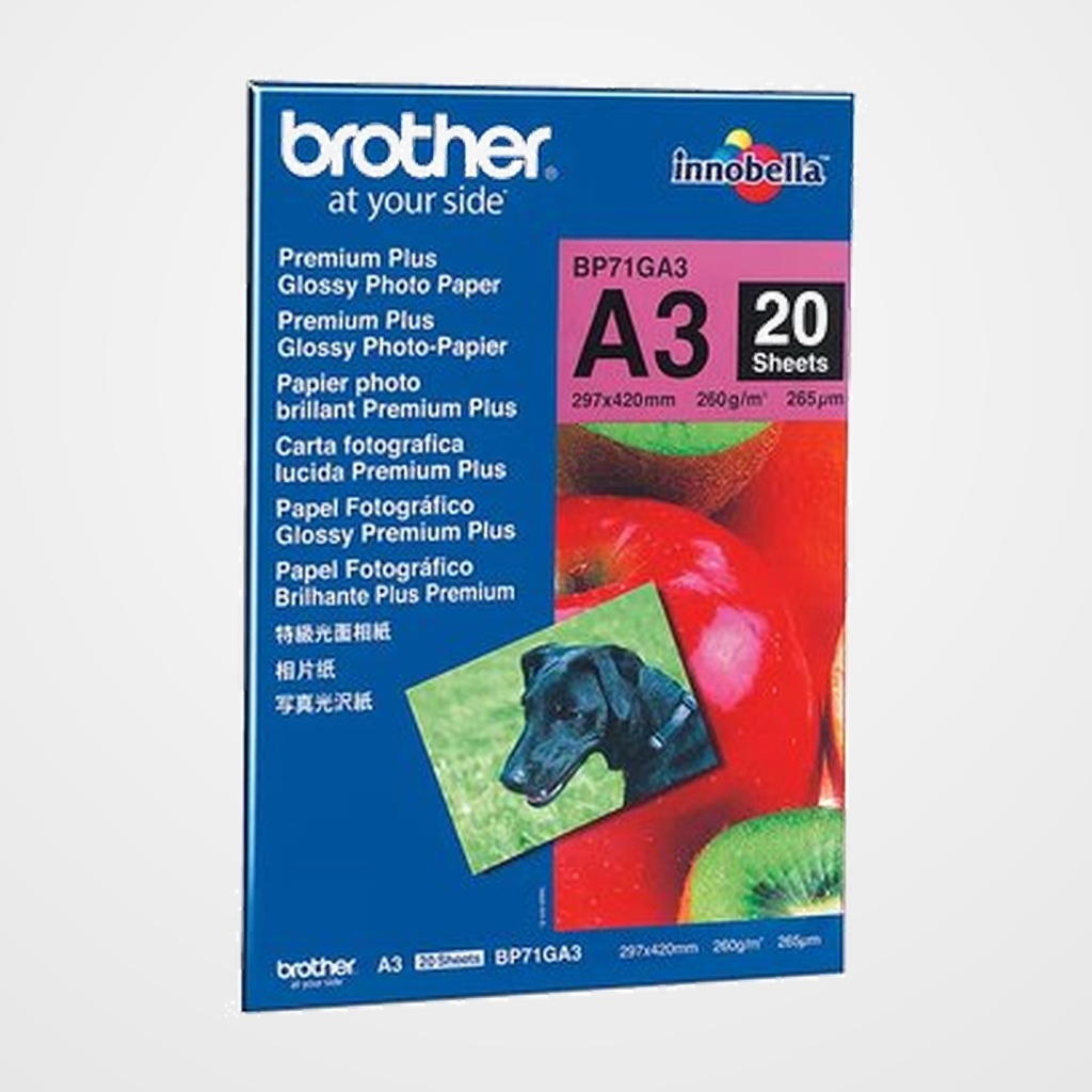 PAPEL INKJET BROTHER TERMICO FOTO A3 260g 20h  GLOSSY