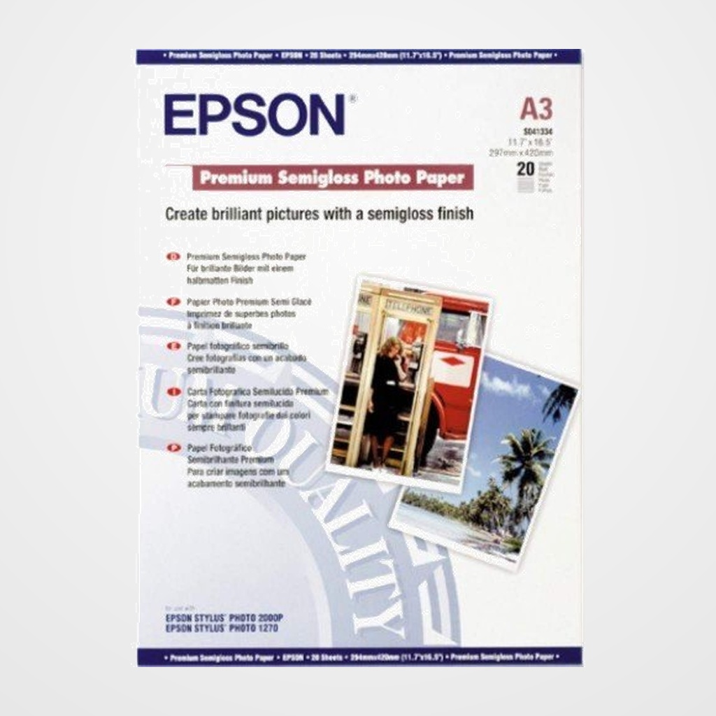 PAPEL INKJET EPSON FOTO A3 251g 20h SEMIGLOSS PREMIUM