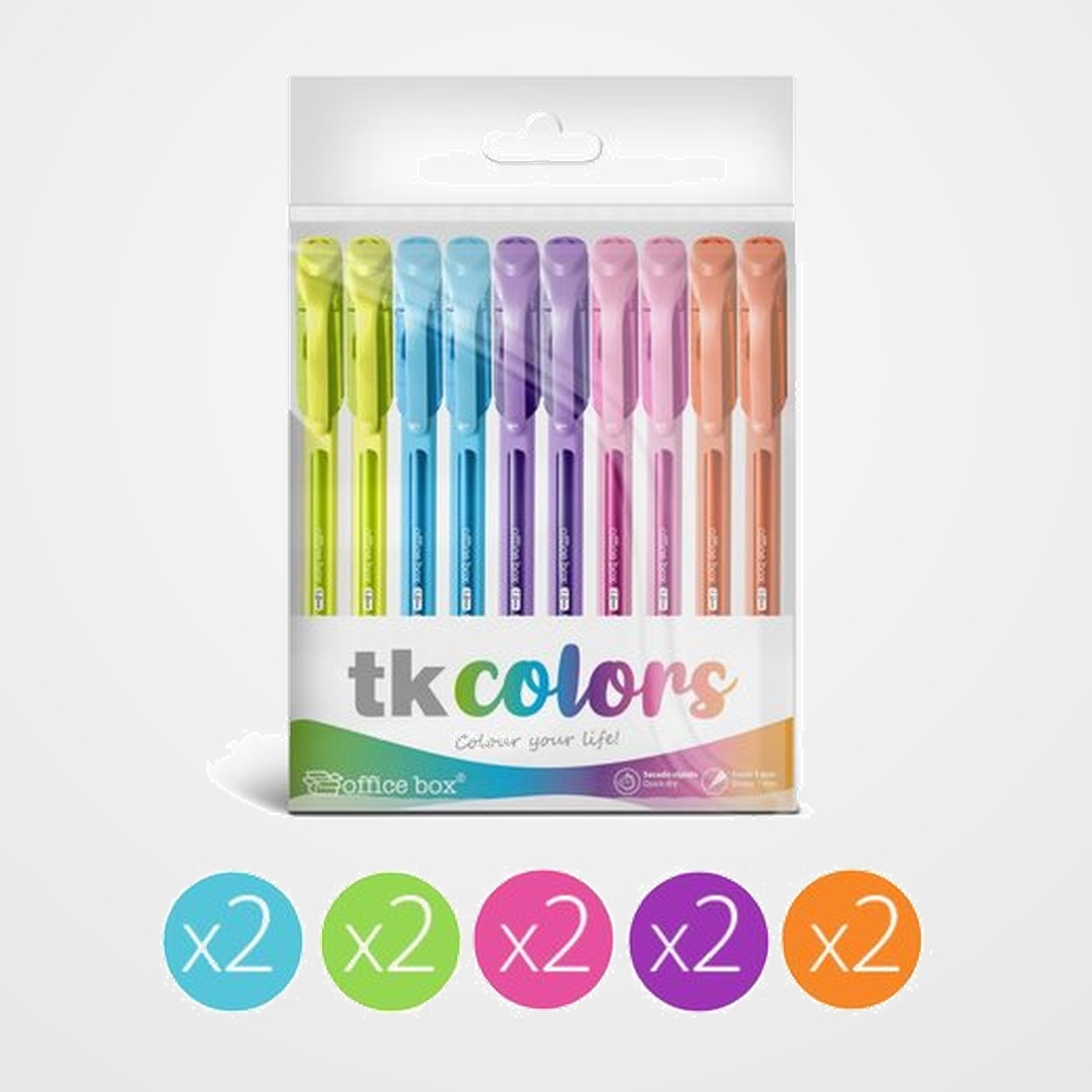 [10102200] BOLIGRAFO OFFICE BOX TK COLORS 1mm BOLSA de 10 (5 col.)