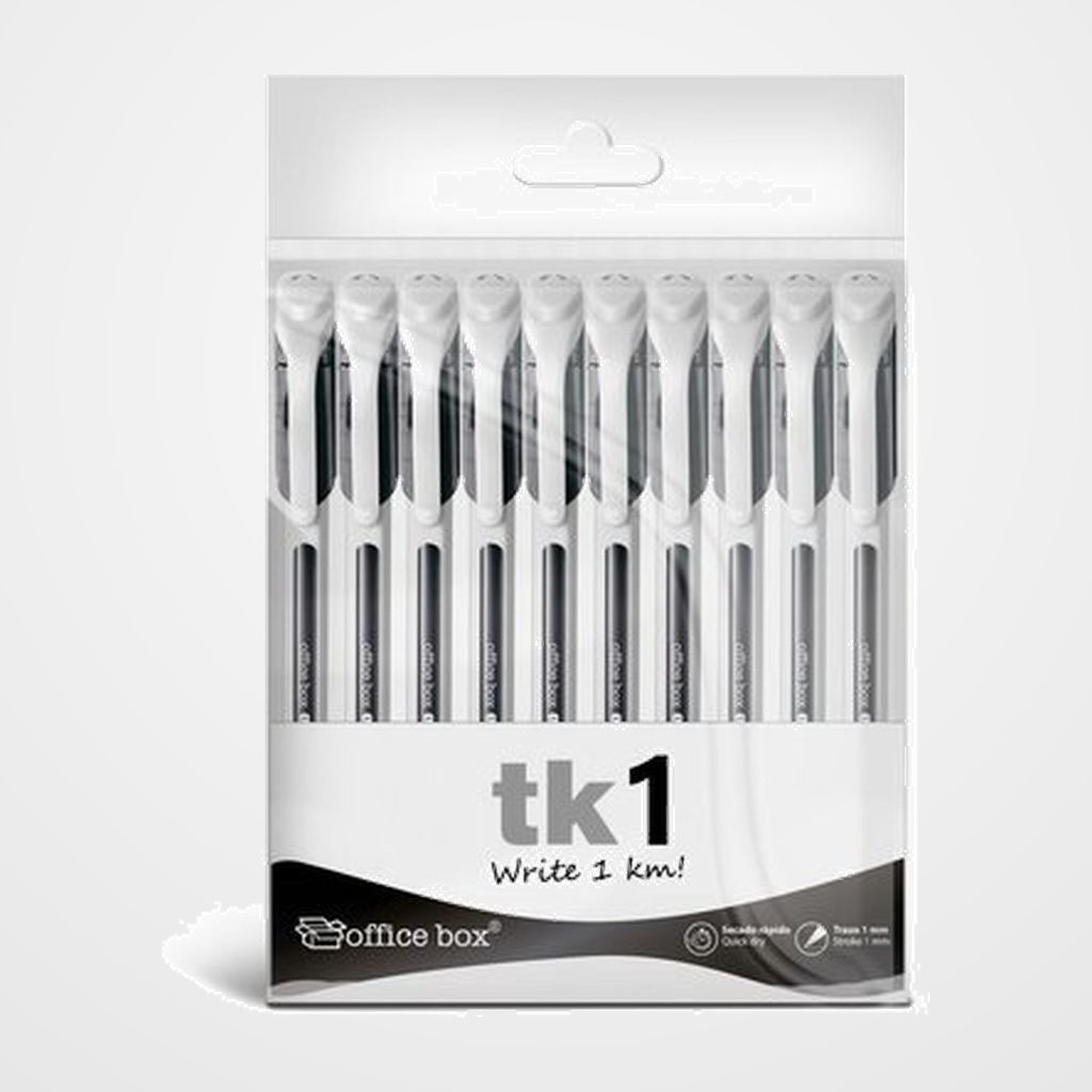 BOLIGRAFO OFFICE BOX TK1 1mm NEGRO BOLSA de 10