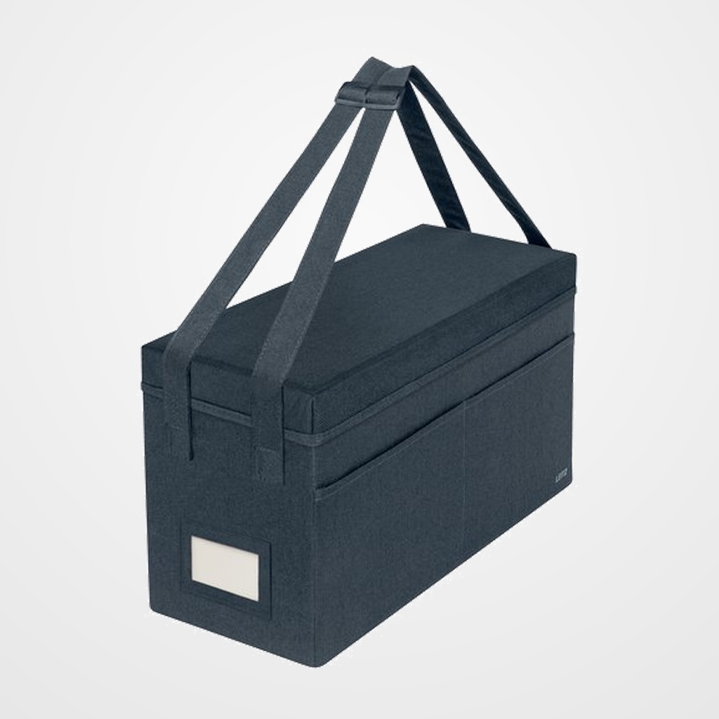 BOLSA DE TRABAJO PARA HOT DESKING EN TELA GRIS TERCIOPELO CON TAPA
