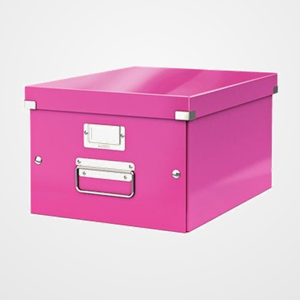 CAJA PARA ALMACENAMIENTO LEITZ CLICK&STORE 85% CARTON RECICLADO 16 LITROS MEDIANA 281x200x369 mm FUCSIA
