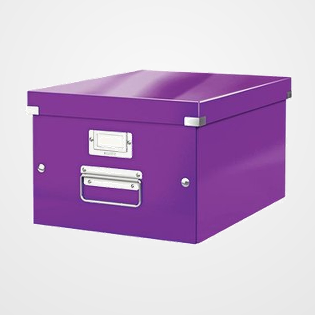 CAJA PARA ALMACENAMIENTO LEITZ CLICK&STORE 85% CARTON RECICLADO 16 LITROS MEDIANA 281x200x369 mm VIOLETA