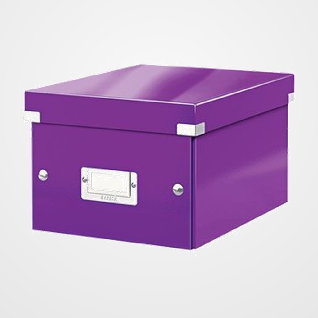 CAJA PARA ALMACENAMIENTO LEITZ CLICK&STORE 85% CARTON RECICLADO 7 LITROS PEQUEÑA 216x160x282 mm VIOLETA