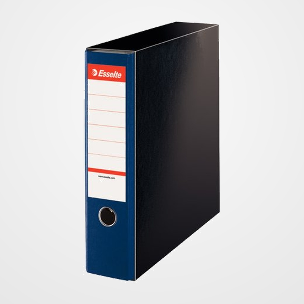 CAJA para ARCHIVADOR ESSELTE CARTON JASPEADO A4 75mm NEGRO BRILLANTE