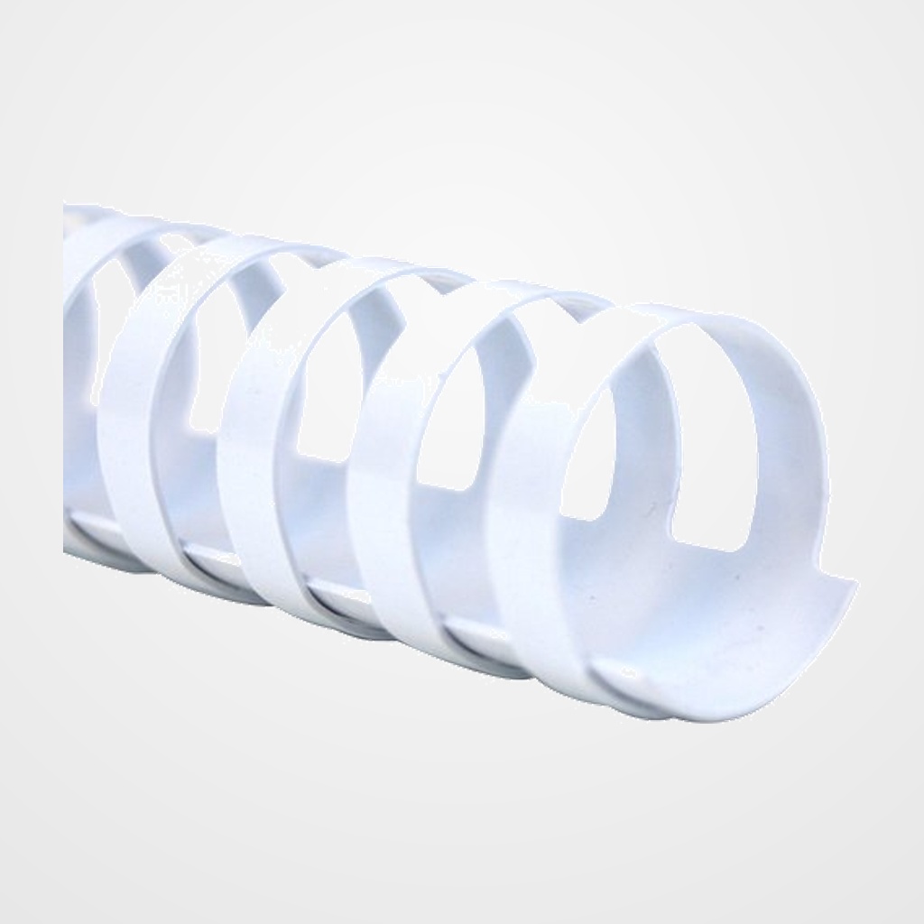 CANUTILLO PLASTICO 21 anillas paso US BLANCO 19 mm CAJA de 100
