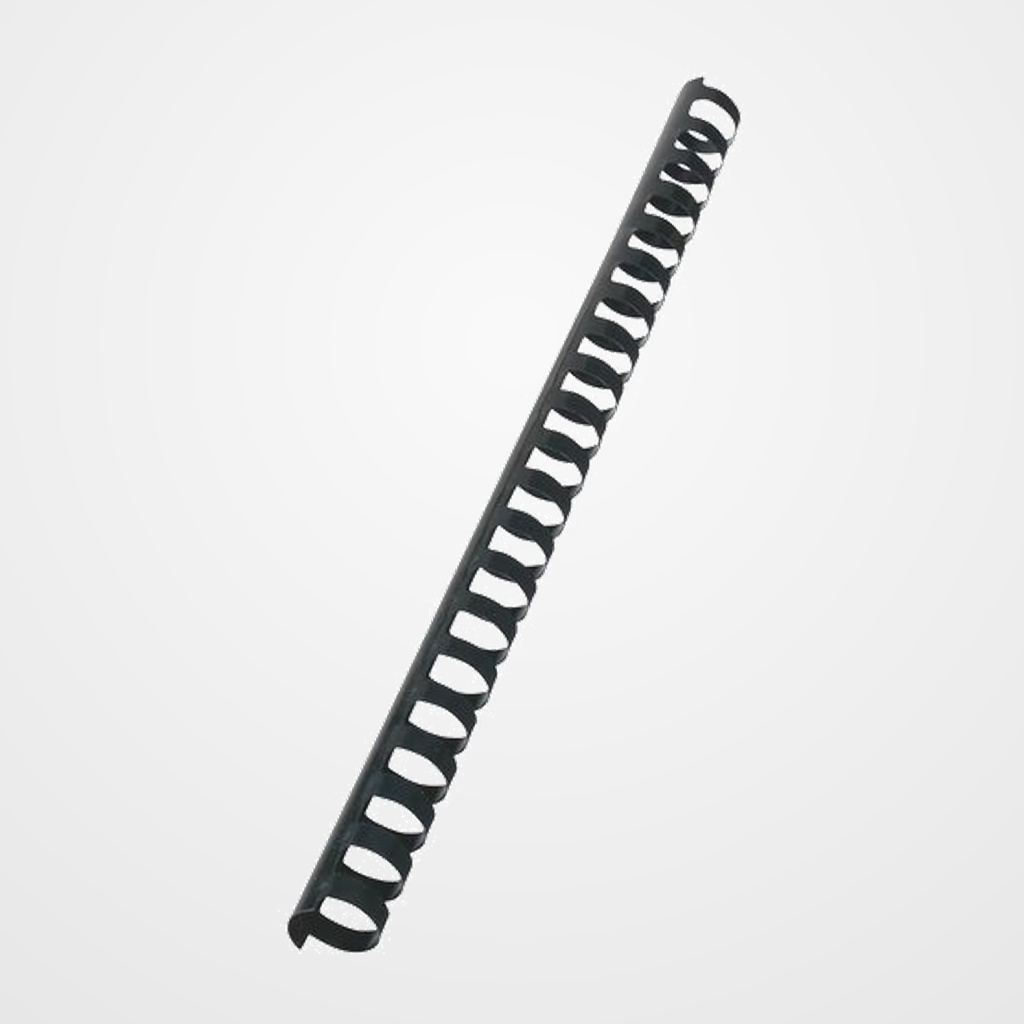 CANUTILLO PLASTICO 21 anillas paso US NEGRO 19 mm CAJA de 100