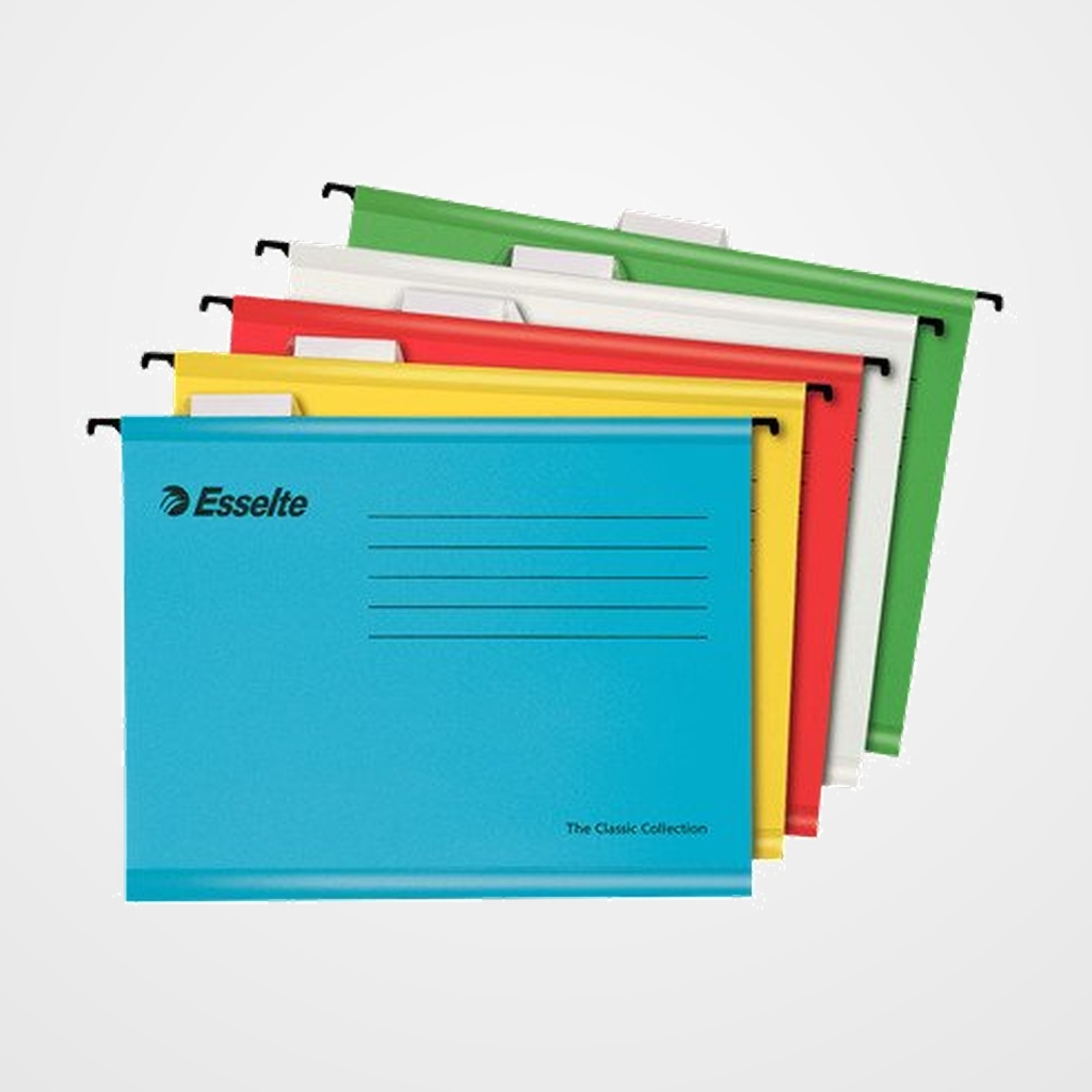 CARPETA COLGANTE ESSELTE cart.visor SUPERIOR FLEXB. V  PENDAFLEX color 210g A4 PACK de 10 surtid.