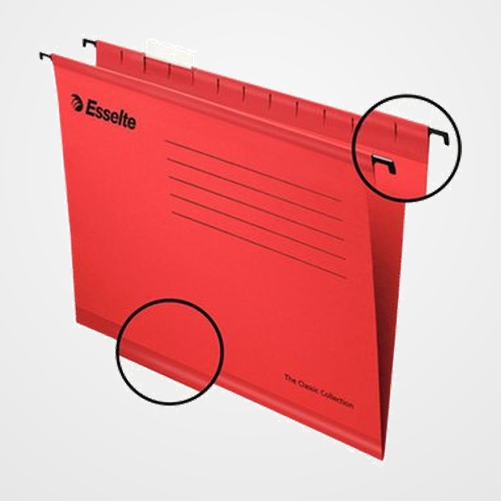 CARPETA COLGANTE ESSELTE cart.visor SUPERIOR FLEXB. V  PENDAFLEX color 210g A4 ROJO PACK de 25