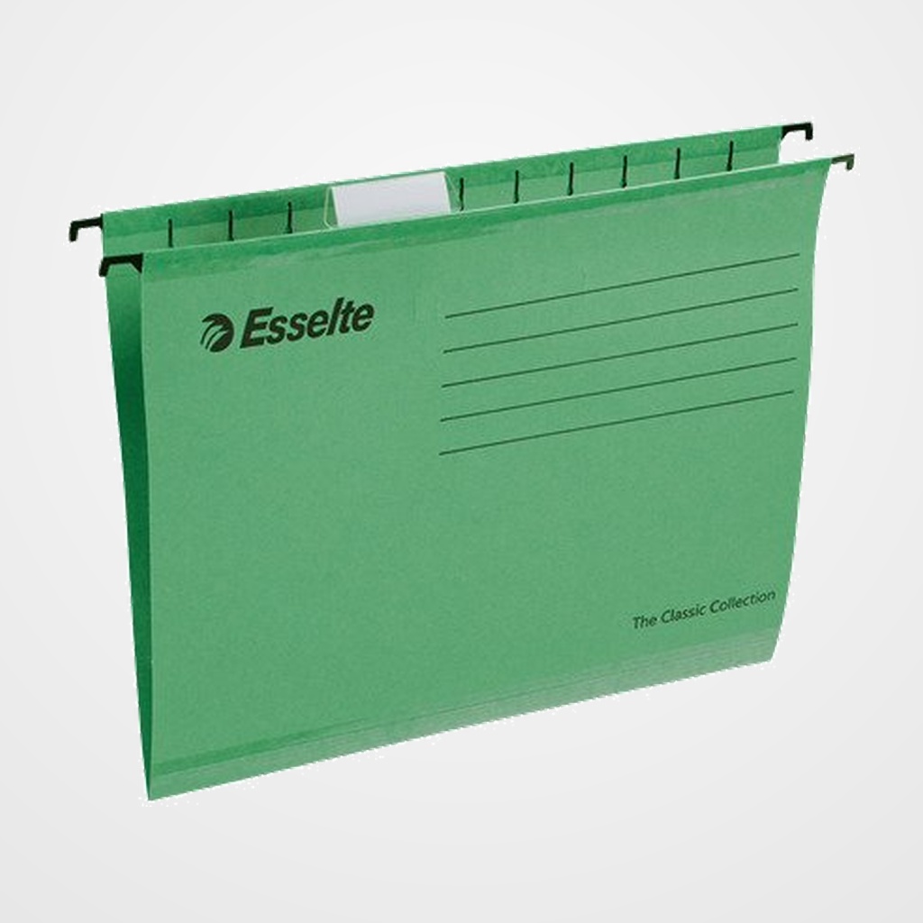 CARPETA COLGANTE ESSELTE cart.visor SUPERIOR FLEXB. V  PENDAFLEX color 210g A4 VERDE PACK de 25
