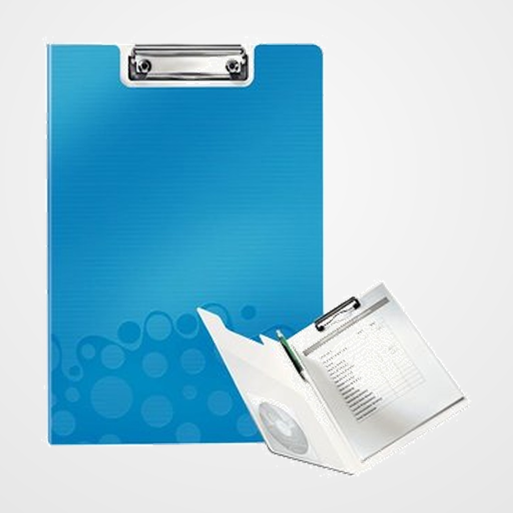 CARPETA con PINZA MINICLIP SUPERIOR LEITZ WOW POLYFOAM A4 AZUL METALIZADO