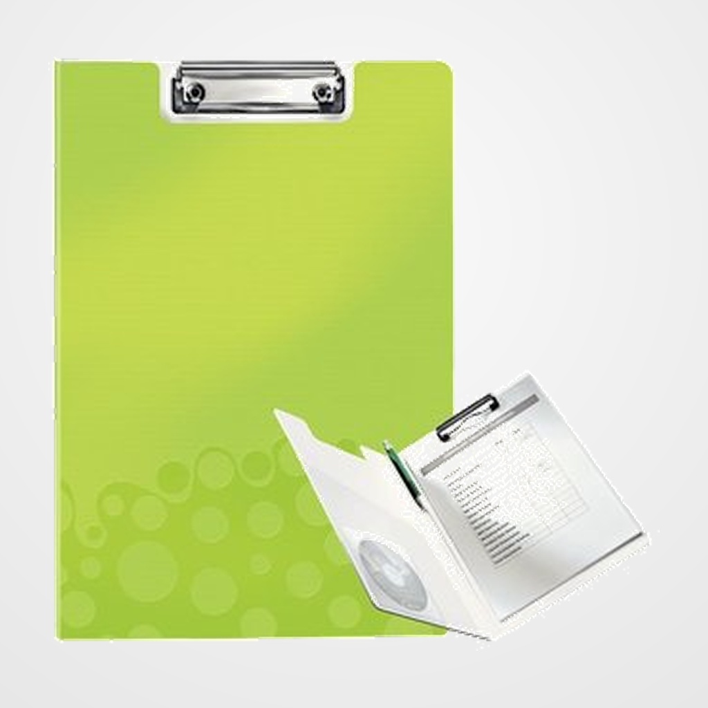 CARPETA con PINZA MINICLIP SUPERIOR LEITZ WOW POLYFOAM A4 VERDE METALIZADO