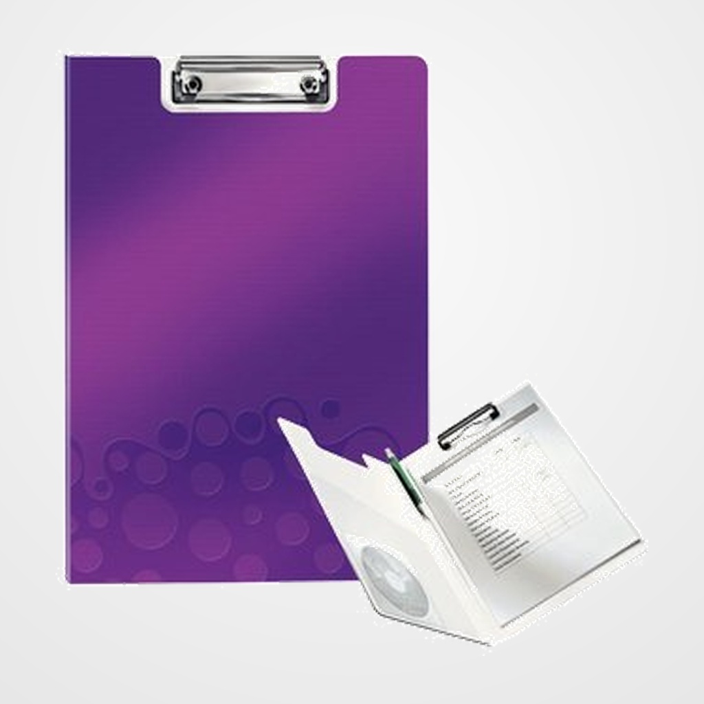 CARPETA con PINZA MINICLIP SUPERIOR LEITZ WOW POLYFOAM A4 VIOLETA METALIZADO