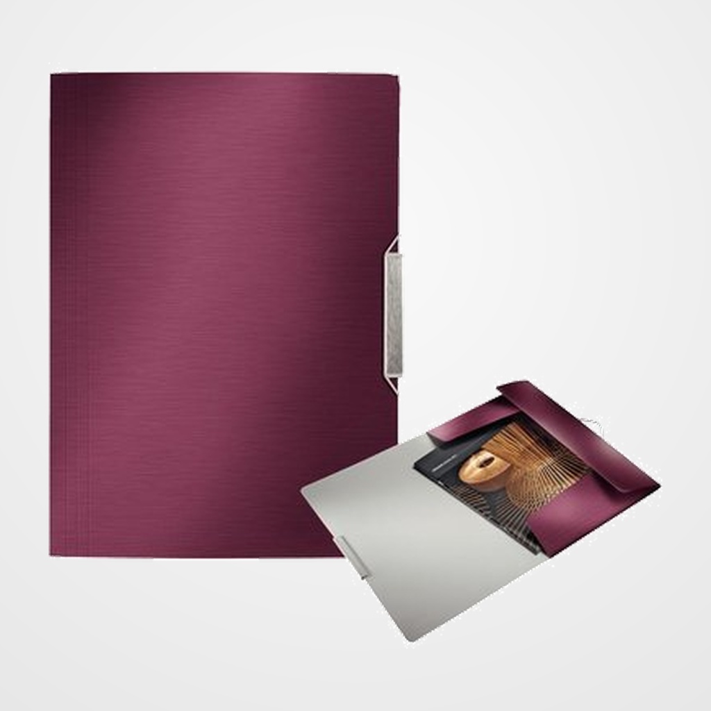 CARPETA de GOMAS y SOLAPAS LEITZ STYLE PP A4 ROJO GRANATE