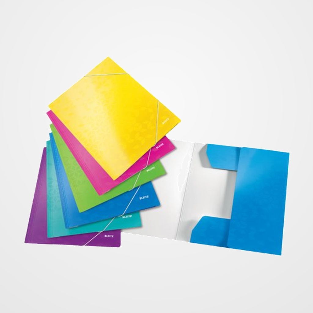 CARPETA de GOMAS y SOLAPAS LEITZ WOW CARTON FORRADO A4 SURTIDO PAQUETE de 6