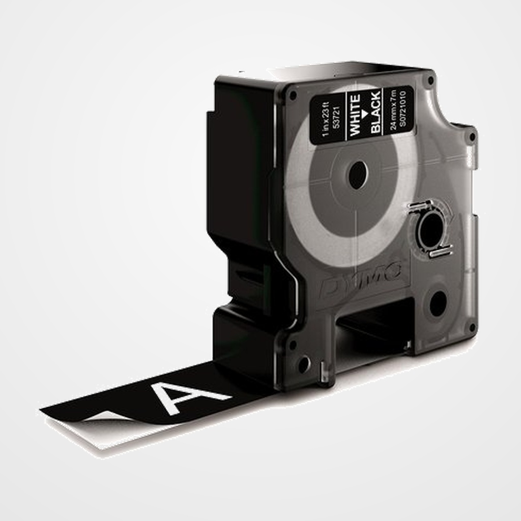 CINTA de ROTULAR DYMO LM D1 7m 24mm BLANCO sobre NEGRO