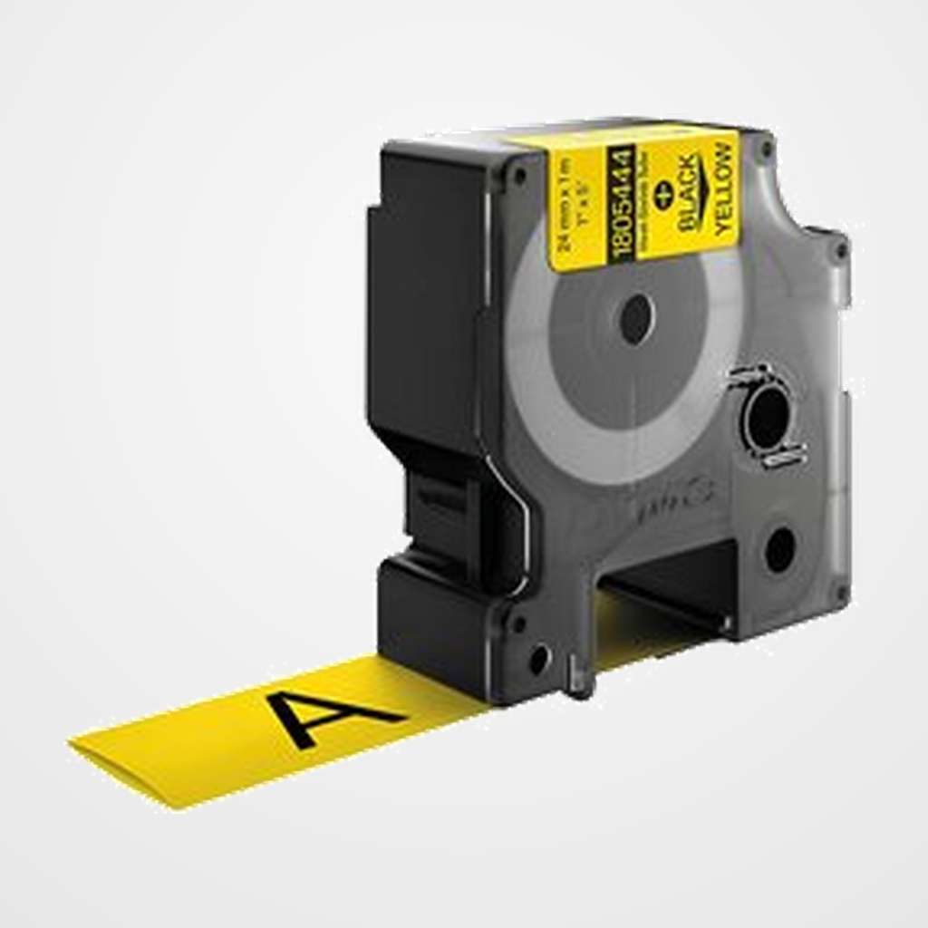 CINTA de ROTULAR DYMO RHINO ID1 TERMO RETRACTIL 1,5m 24mm NEGRO sobre AMARILLO (1805444)