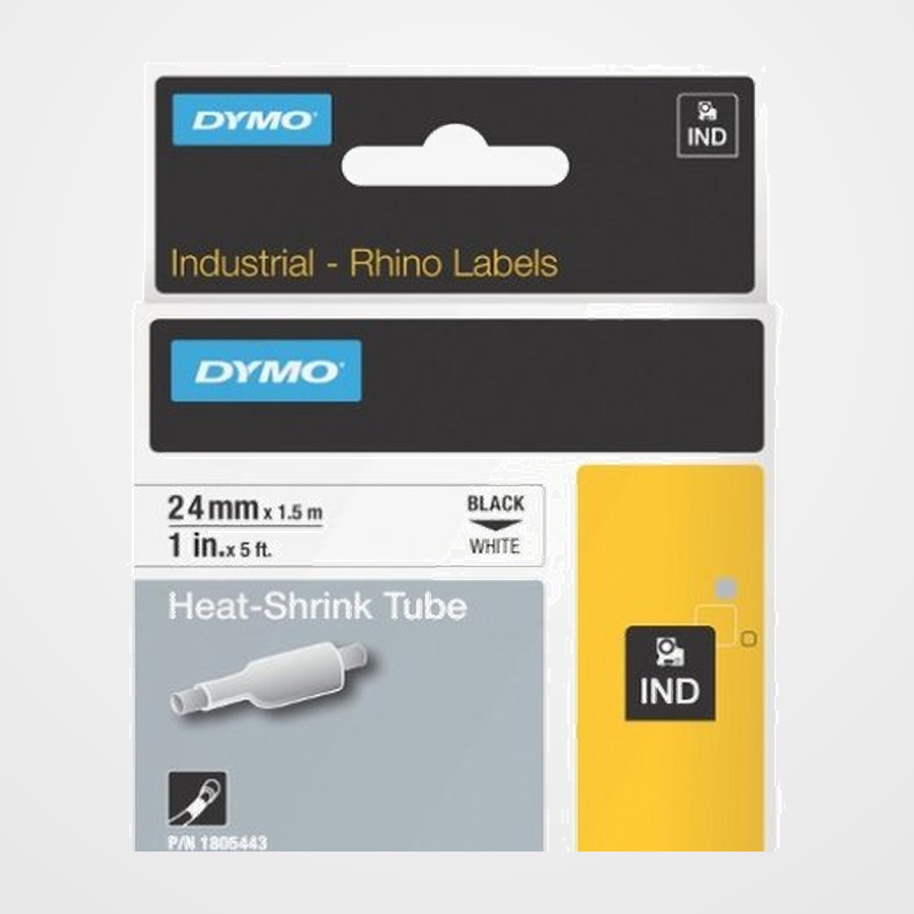 CINTA de ROTULAR DYMO RHINO ID1 TERMO RETRACTIL 1,5m 24mm NEGRO sobre BLANCO (1805443)