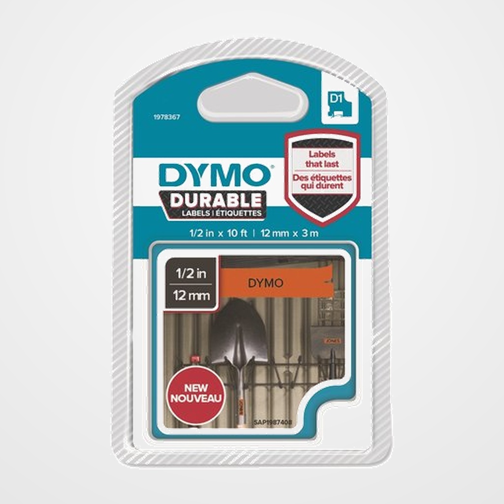 CINTA de ROTULAR DYMO TRADICIONAL  3m 12mm NEGRO/NARANJA (1978367)