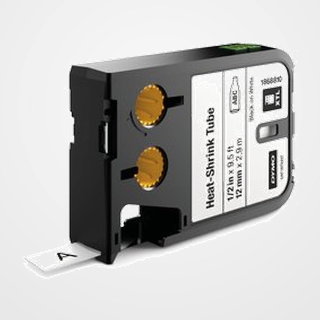 CINTA de ROTULAR DYMO XTL HEAT-SHRINK TUBE 12mm NEGRO sobre BLANCO