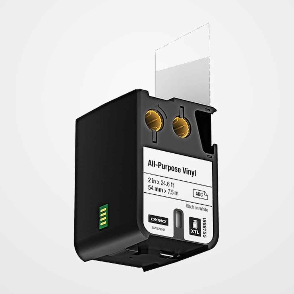 CINTA de ROTULAR DYMO XTL VINILO 54mm NEGRO sobre BLANCO
