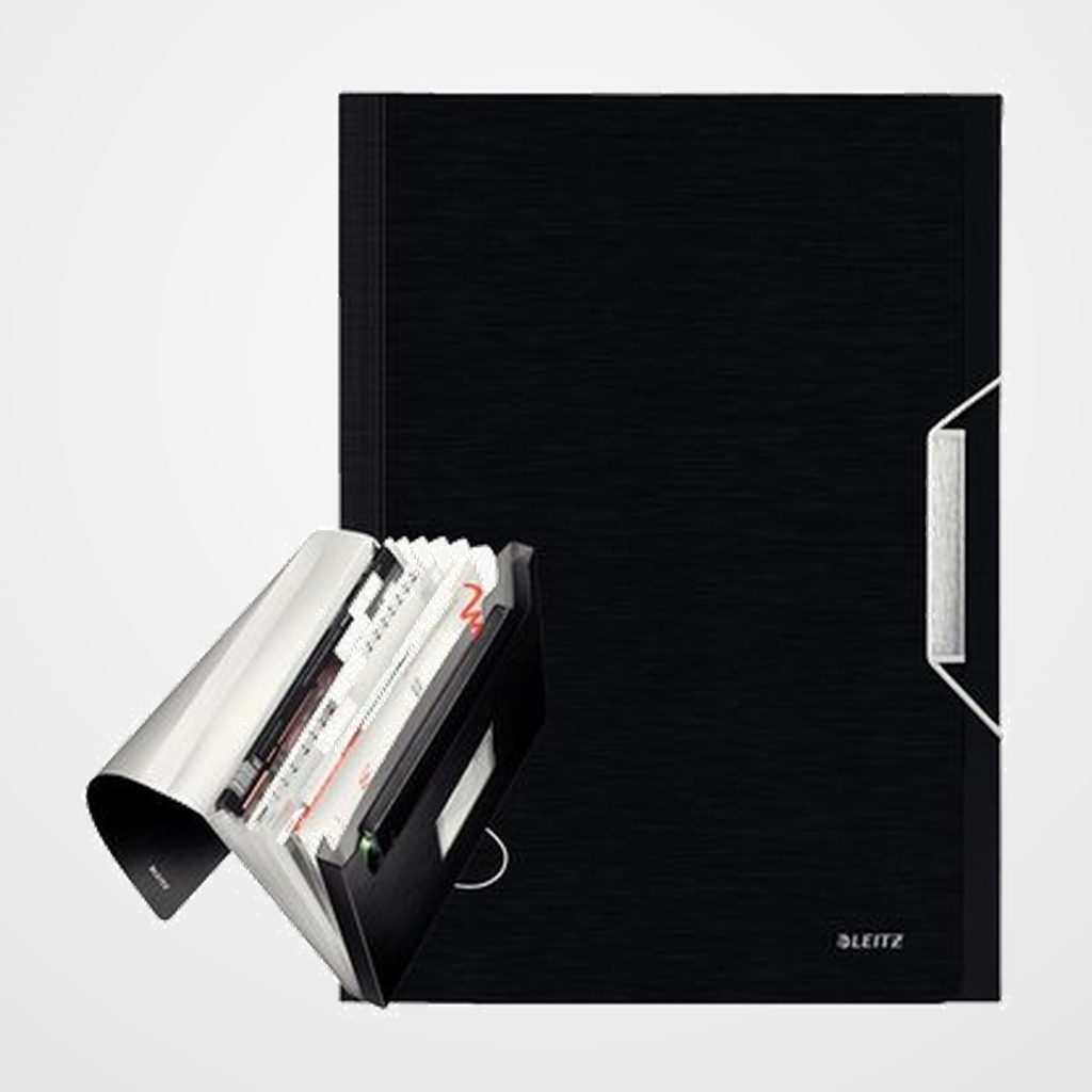 CLASIFICADOR ACORDEON LEITZ STYLE PP A4 6 SEPARAD. NEGRO SATINADO