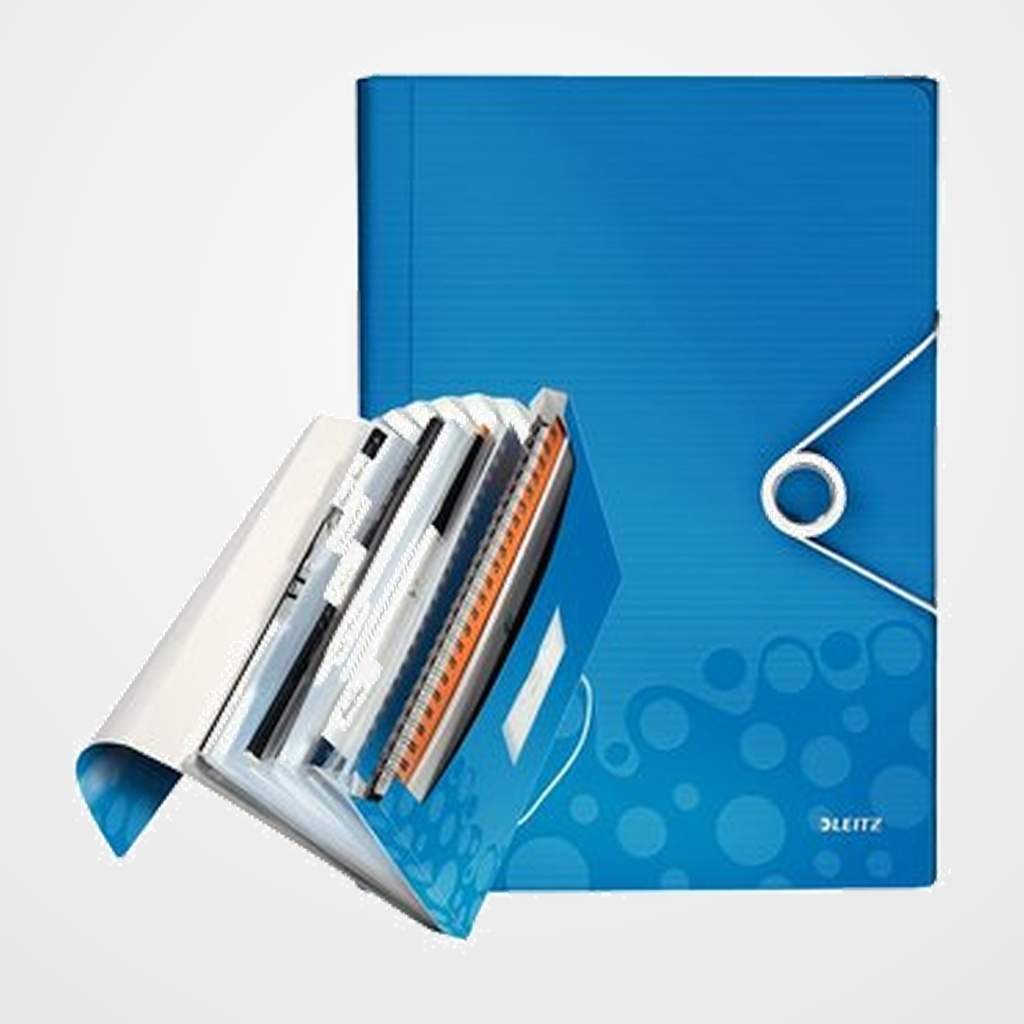 CLASIFICADOR ACORDEON LEITZ WOW PP A4 6 SEPARAD. AZUL METALIZADO