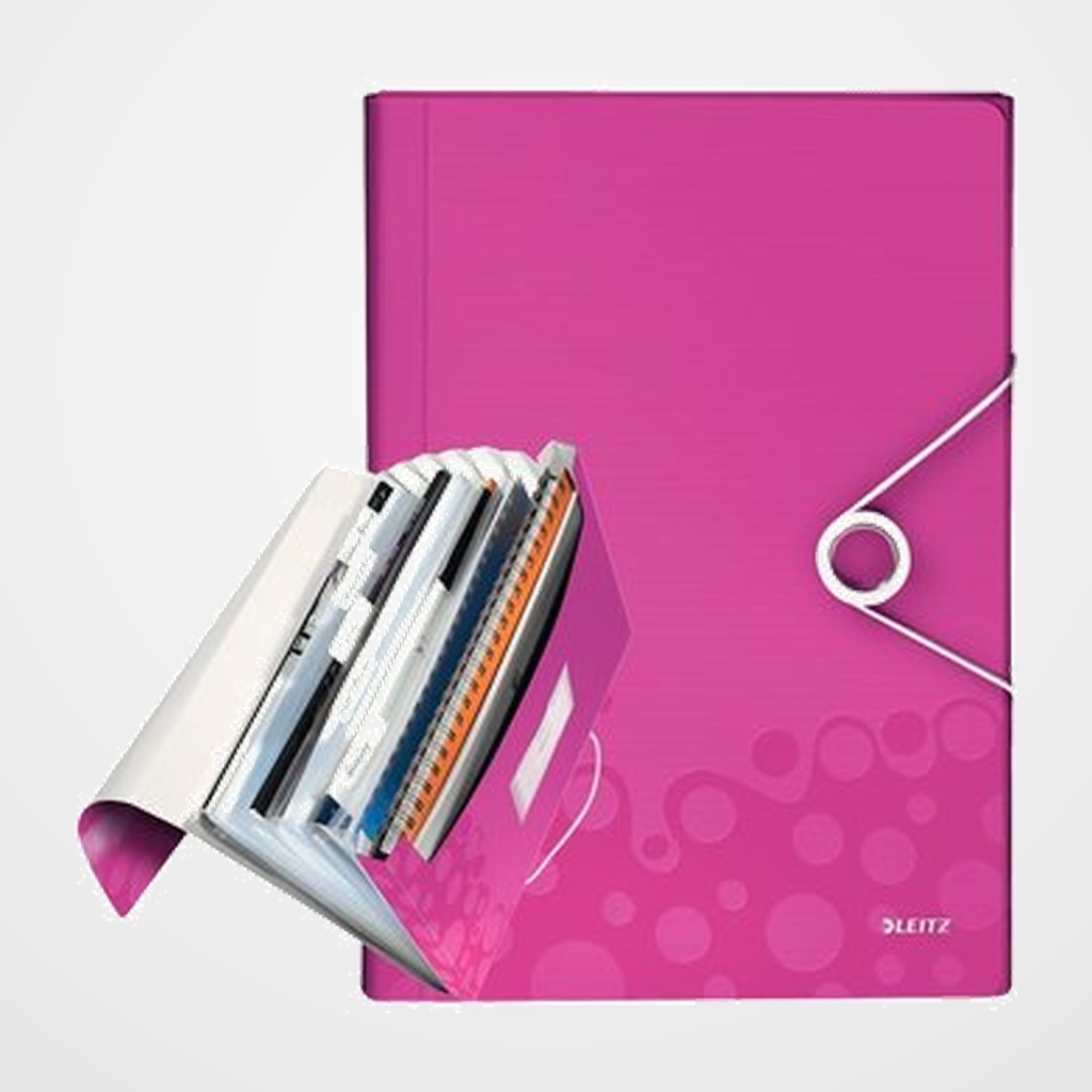 CLASIFICADOR ACORDEON LEITZ WOW PP A4 6 SEPARAD. FUCSIA METALIZADO
