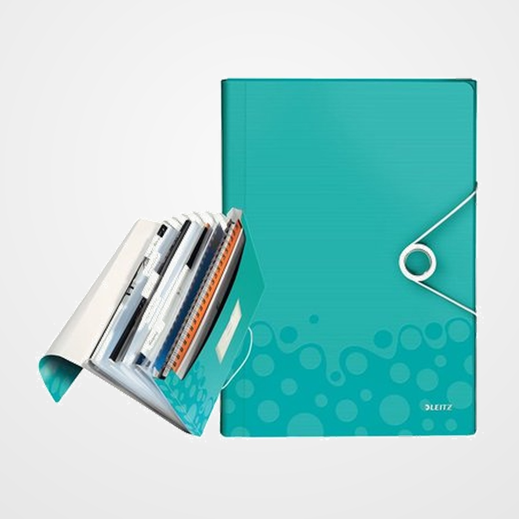 CLASIFICADOR ACORDEON LEITZ WOW PP A4 6 SEPARAD. TURQUESA METALIZADO
