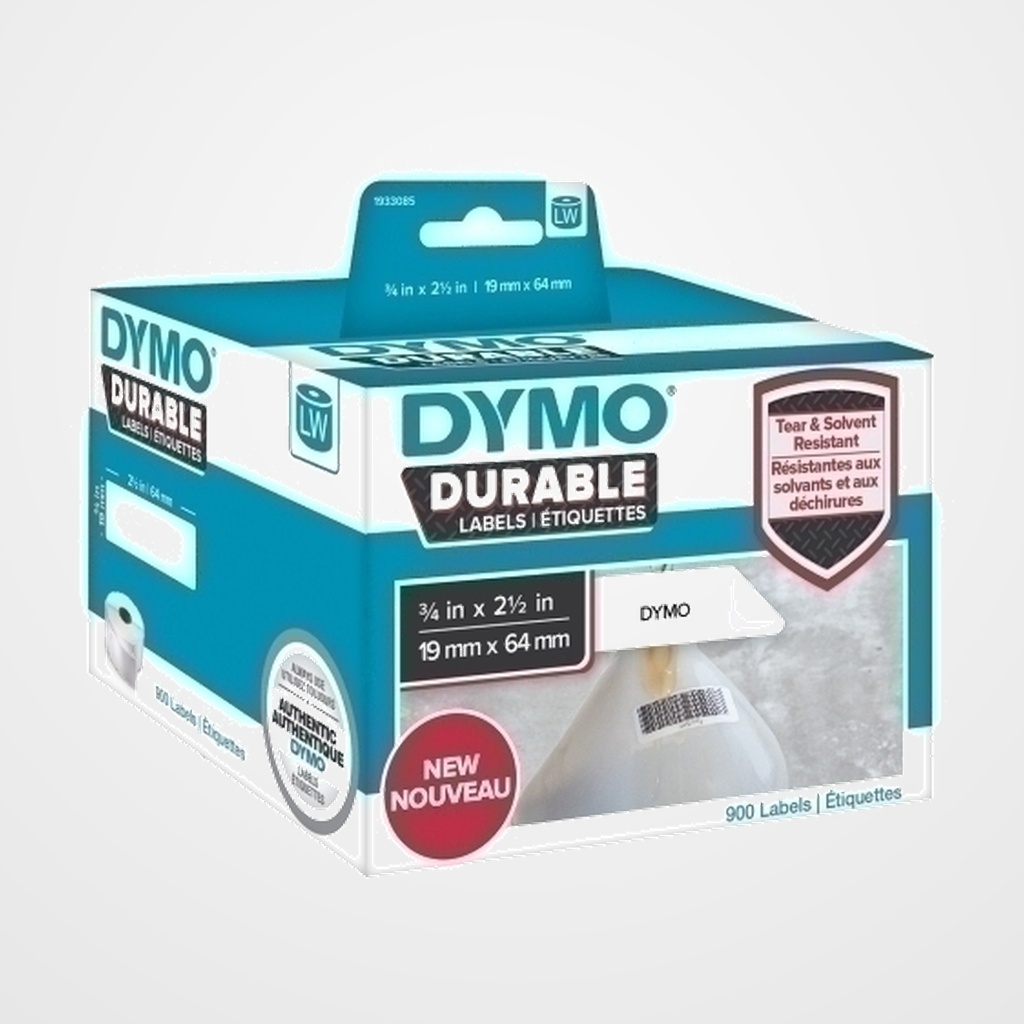 ETIQUETAS DYMO LABEL WRITER INDUSTRIAL  19x64 mm ROLLO 900 uds. BLANCAS